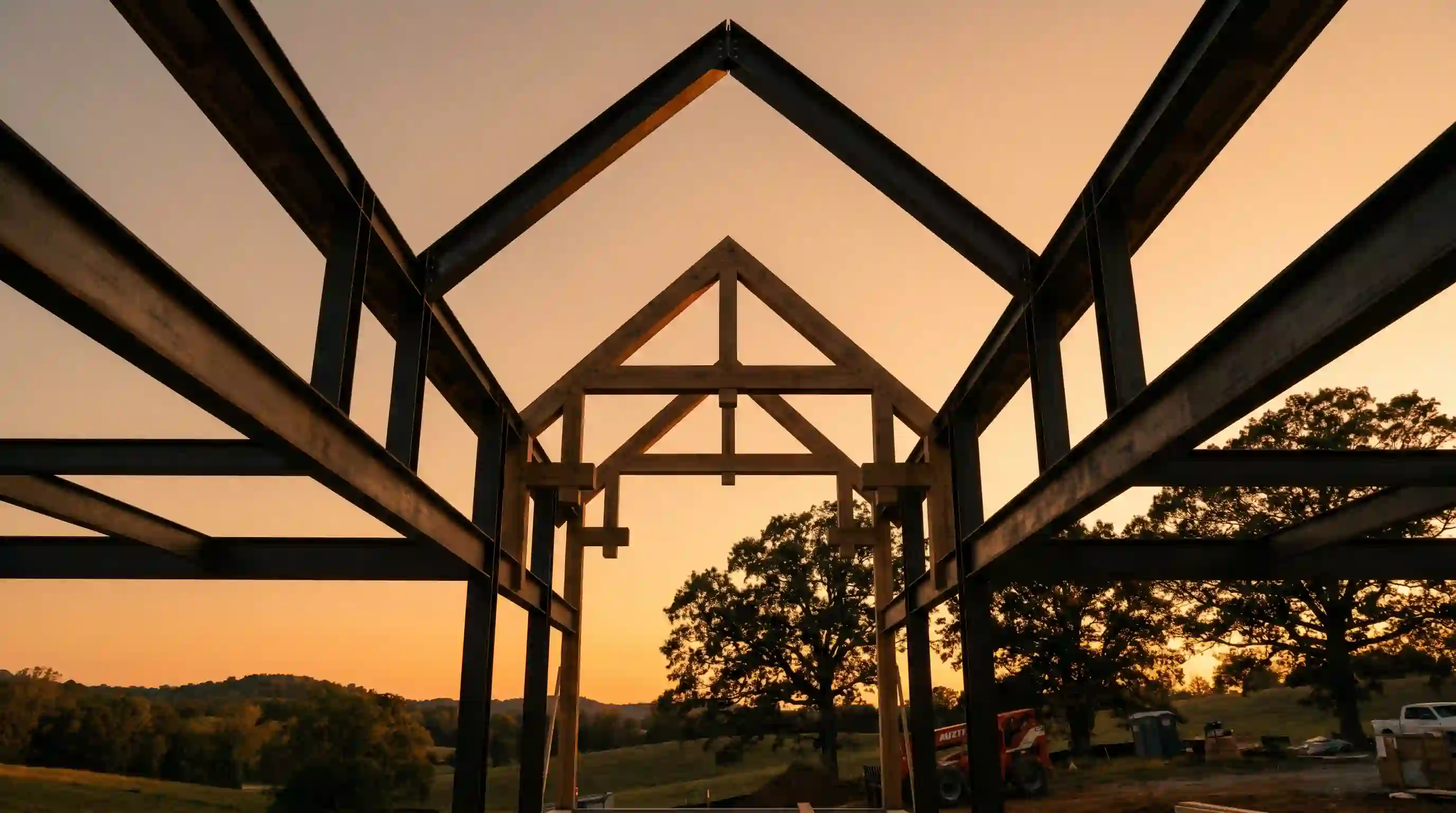 Structural framing at sunset in Middle Tennessee